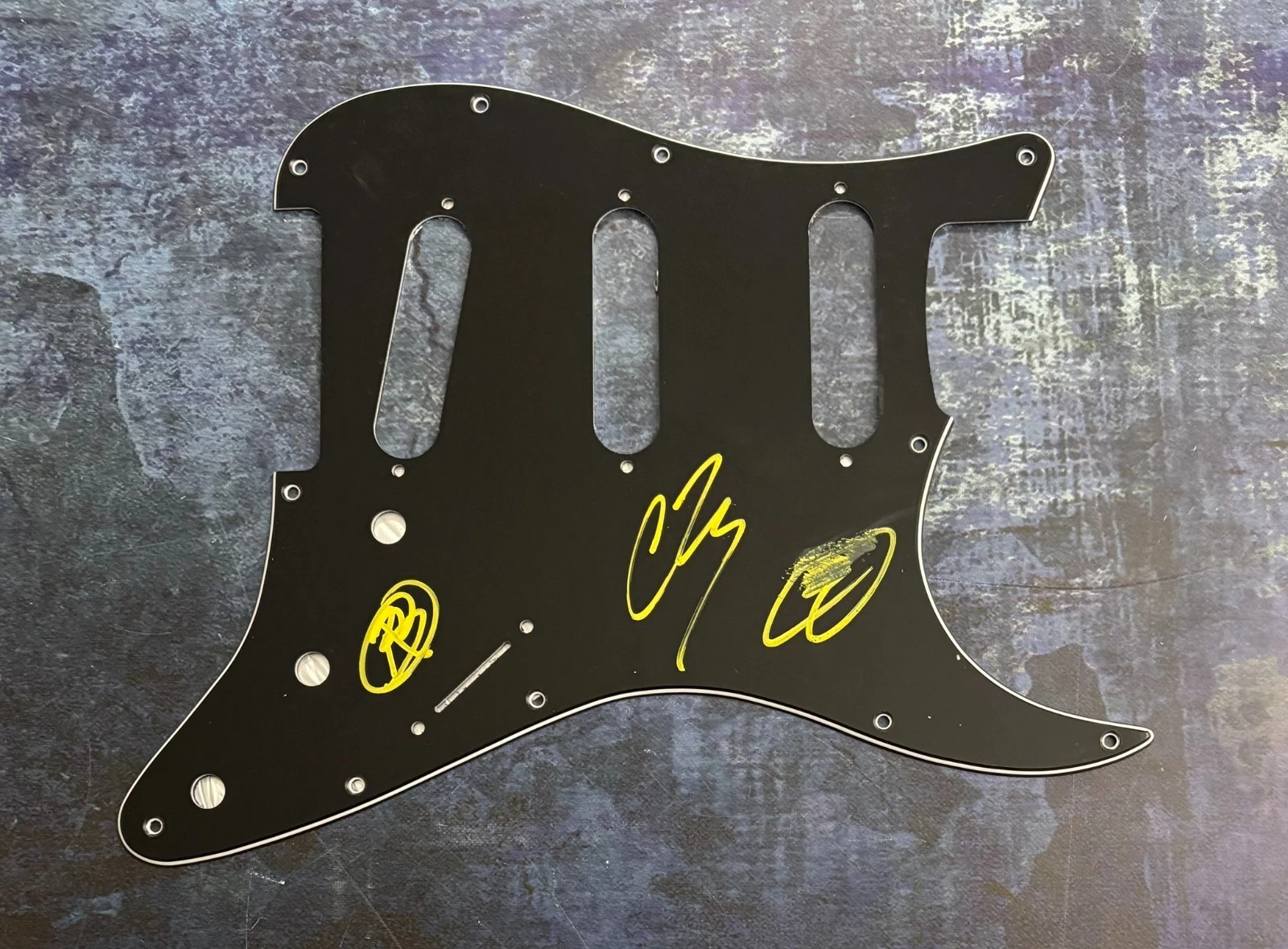 GFA Happy Pills x3 Band  * WEATHERS *  Signed Electric Pickguard PROOF COA