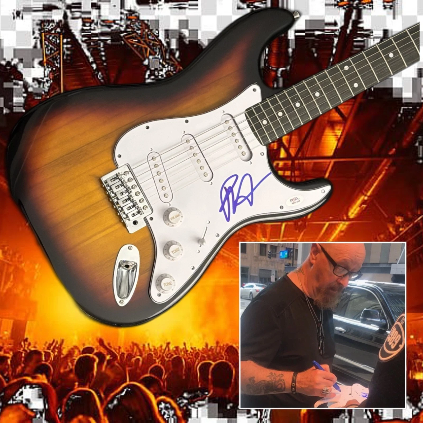 PSA Judas Priest Band  * ROB HALFORD *  Signed Electric Guitar PROOF COA