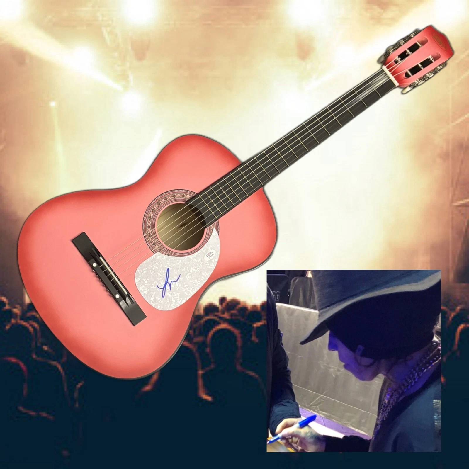PSA 4 Non Blondes Star  * LINDA PERRY *  Signed Acoustic Guitar PROOF COA