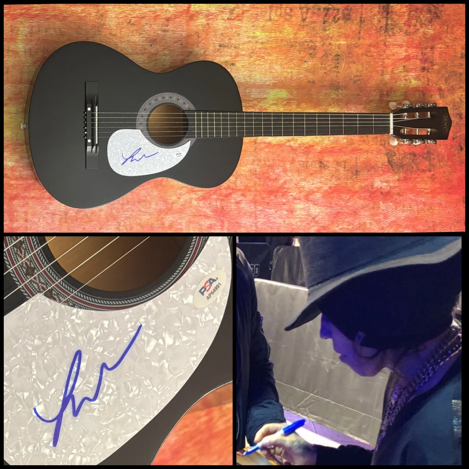 PSA 4 Non Blondes Star  * LINDA PERRY *  Signed Acoustic Guitar PROOF COA