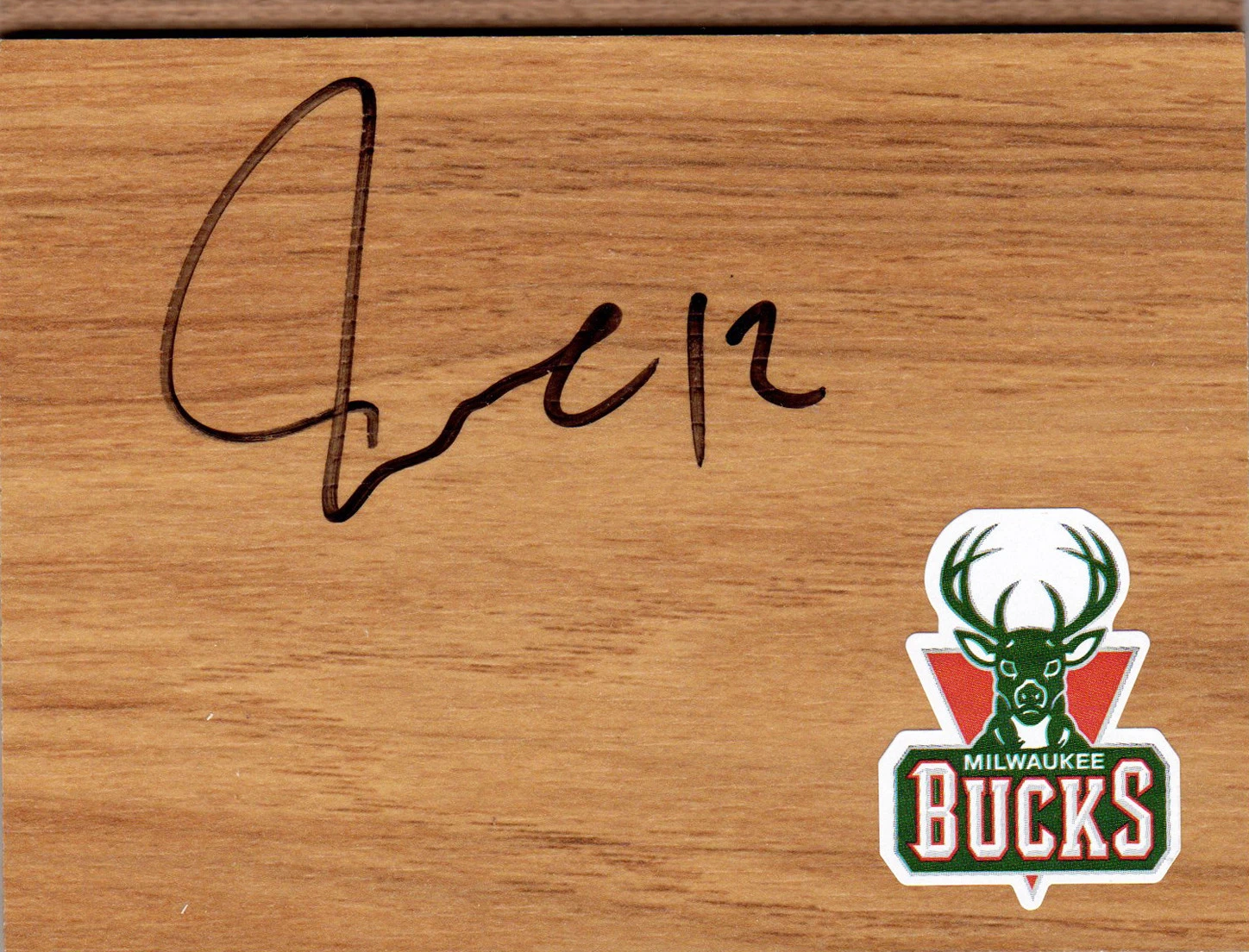 Milwaukee Bucks Luc Mbah a Moute Signed FloorBoard COA