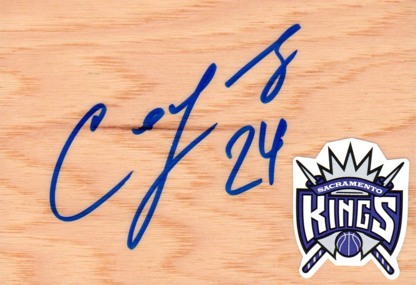 Sacramento Kings Carl Landry Signed Floorboard COA