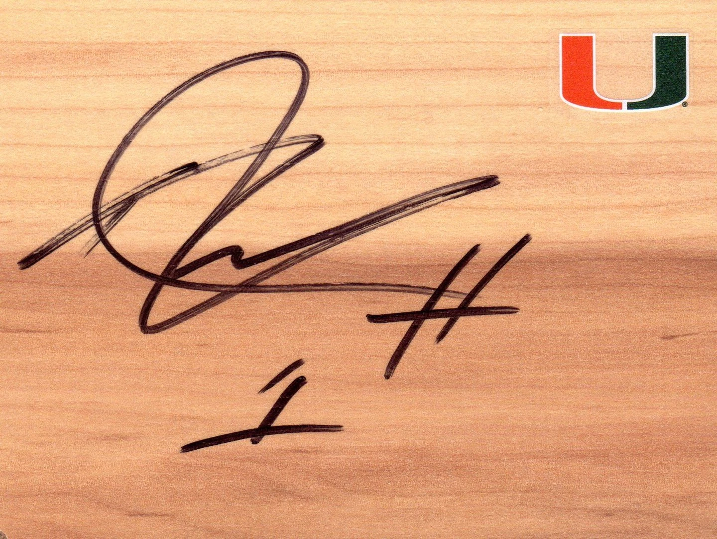 Miami Hurricanes Durand Scott Autographed FloorBoard COA