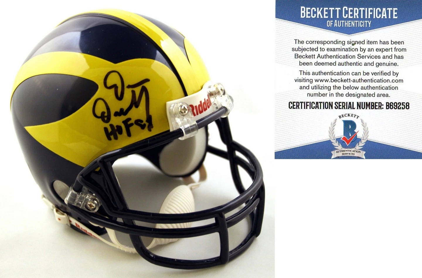 Michigan Wolverines Dan Dierdorf HOF 96 Signed Mini Helmet Beckett BAS COA COA
