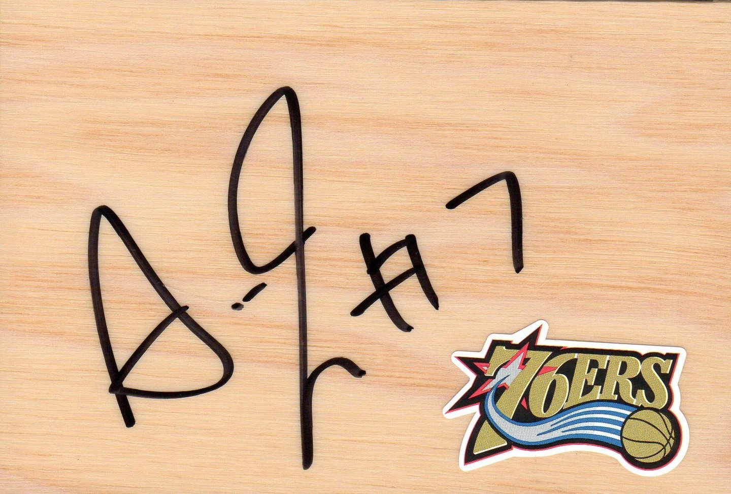 Philadelphia 76ers Adonis Thomas Signed FloorBoard COA