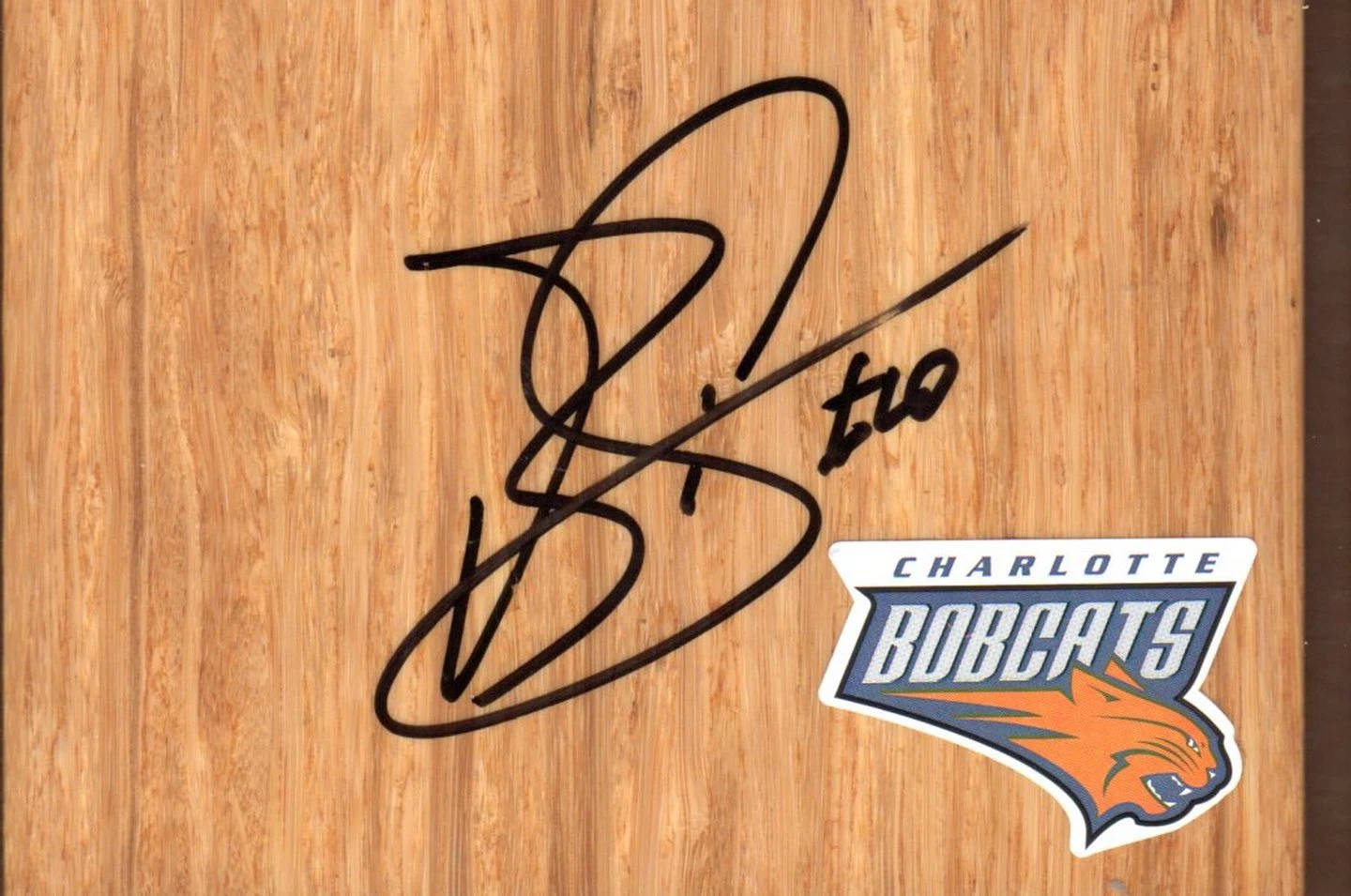 Charlotte Bobcats Bismack Biyombo Signed FloorBoard COA