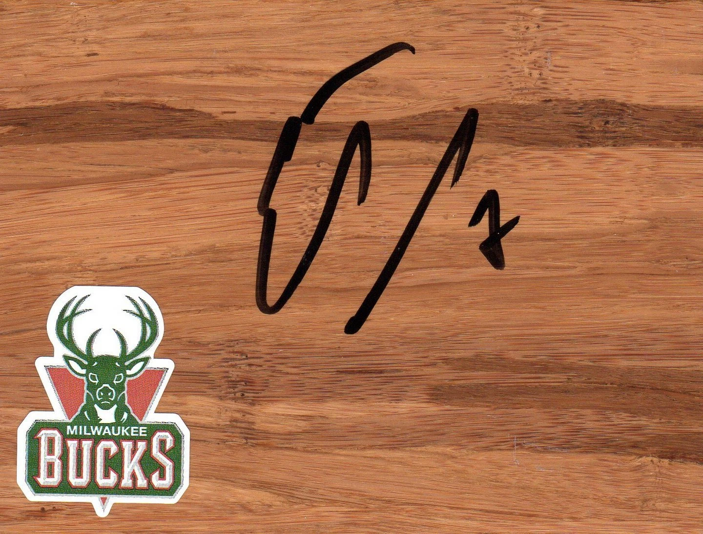 Milwaukee Bucks Ersan Ilyasova Signed FloorBoard COA