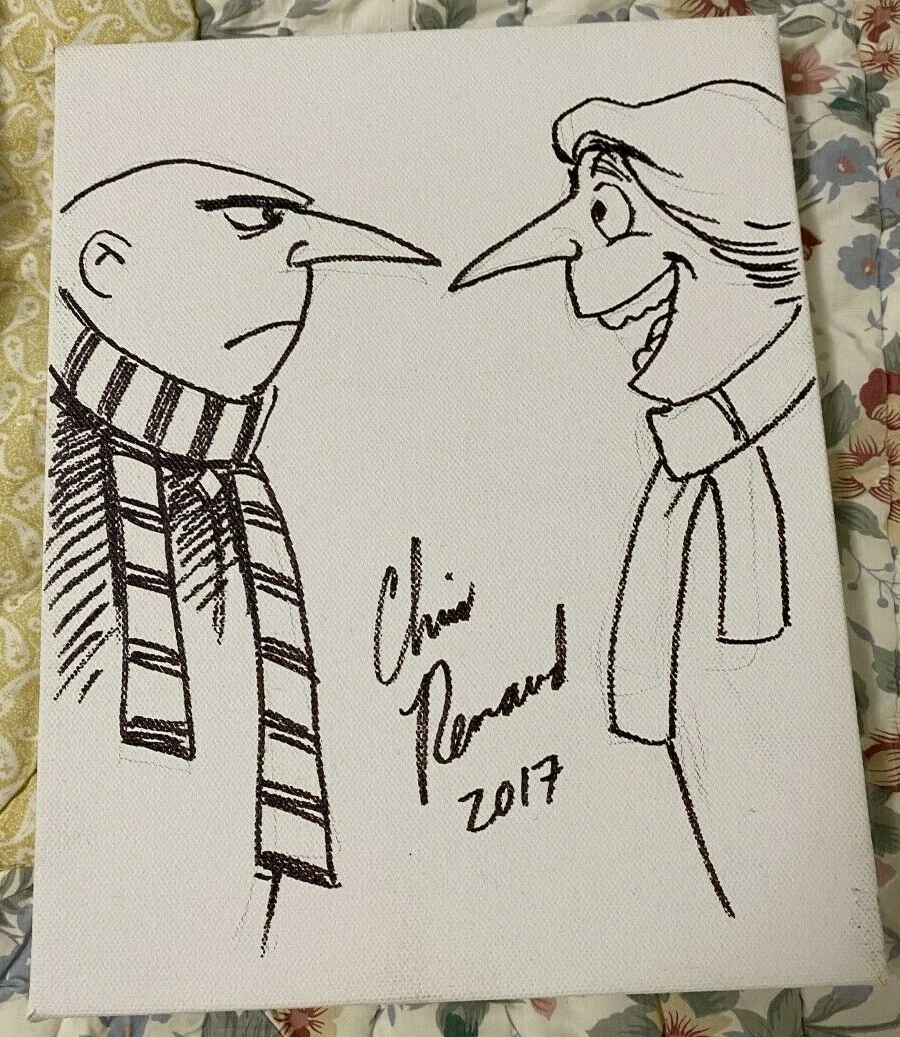 Chris Renaud Rare Hand Signed 8x10 Sketch Canvas Minions Despicable Me Artwork