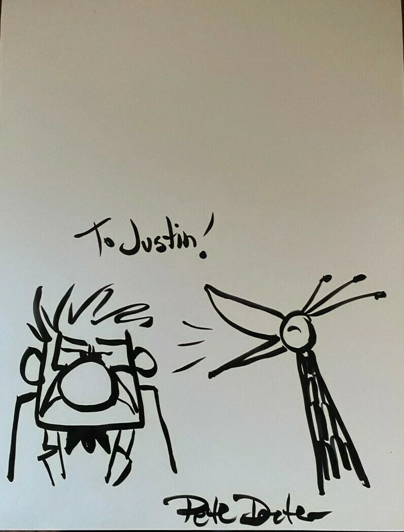Pete Docter signed autographed Sketch Monsters Inc Toy Story Up Wall-E
