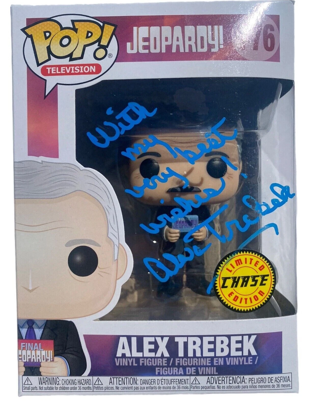 ALEX TREBEK SIGNED AUTOGRAPHED CHASE EDITION JEOPARDY FUNKO POP 776 BECKETT BAS!