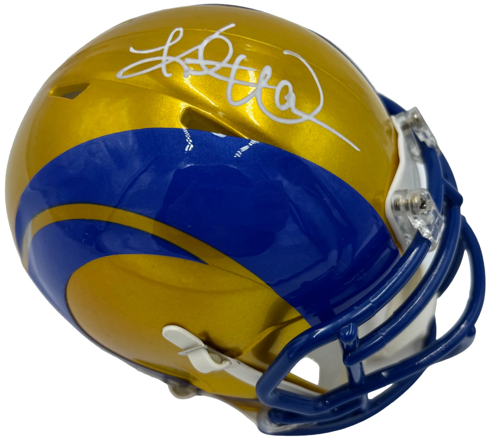 thumbnail image 2 of LA Rams Riddell Flash Mini Football Helmet – NFL Collectible 2 of 5