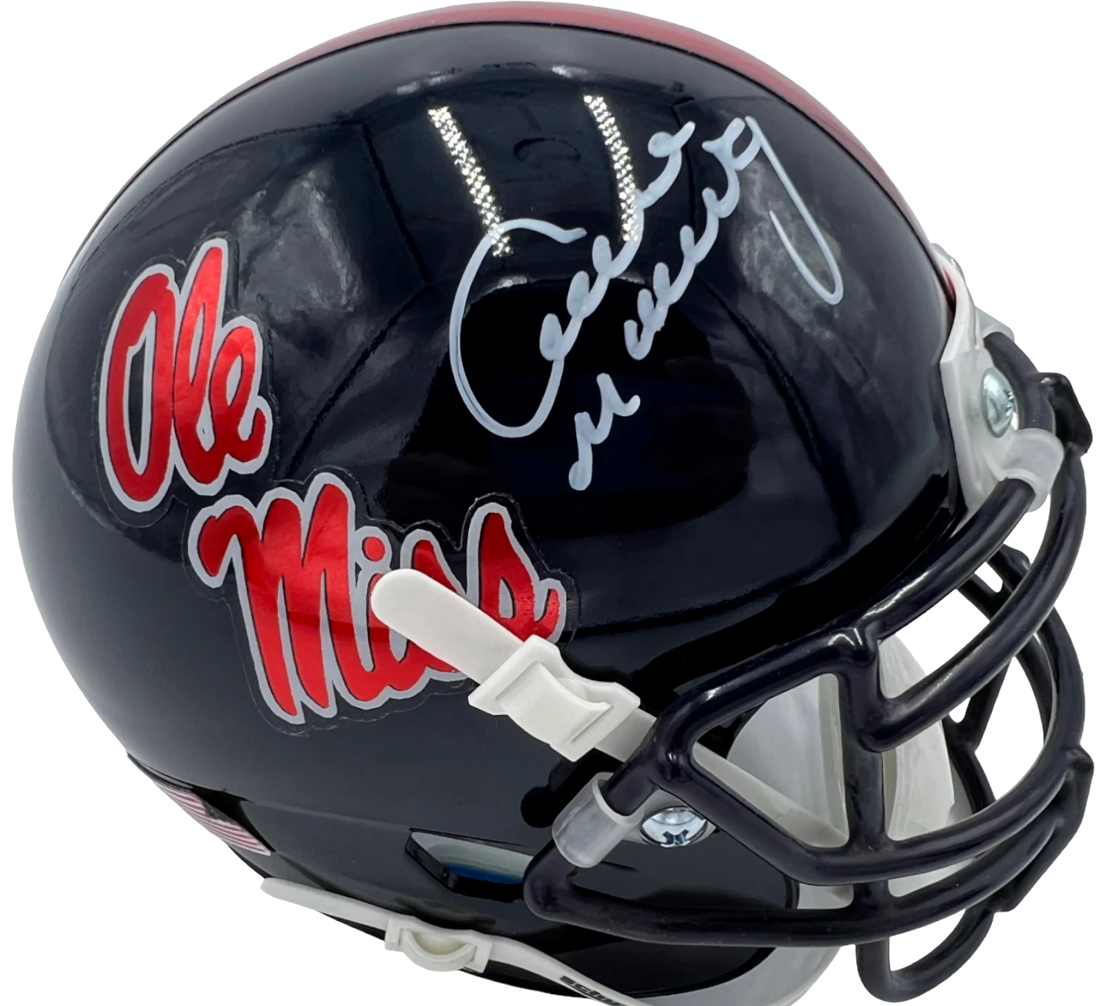 ARCHIE MANNING SIGNED AUTOGRAPHED OLE MISS REBELS MINI FOOTBALL HELMET JSA !