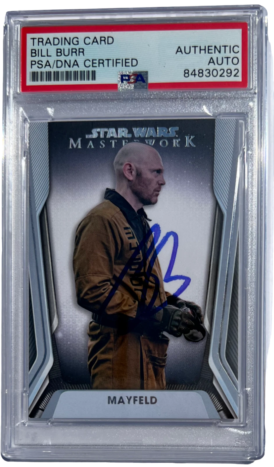 BILL BURR SIGNED 2021 TOPPS STAR WARS MASTERWORK MIGS MAYFELD CARD #80 PSA/DNA
