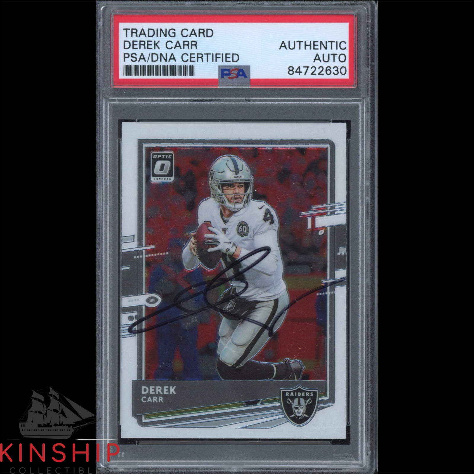 Derek Carr signed 2020 Panini Trading Card PSA DNA Slabbed Raiders Auto C2484