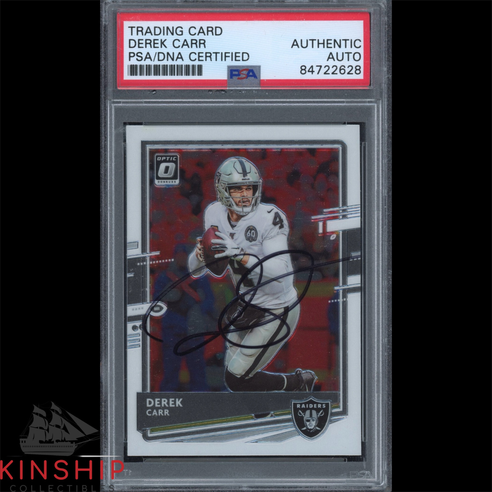 Derek Carr signed 2020 Panini Trading Card PSA DNA Slabbed Raiders Auto C2479