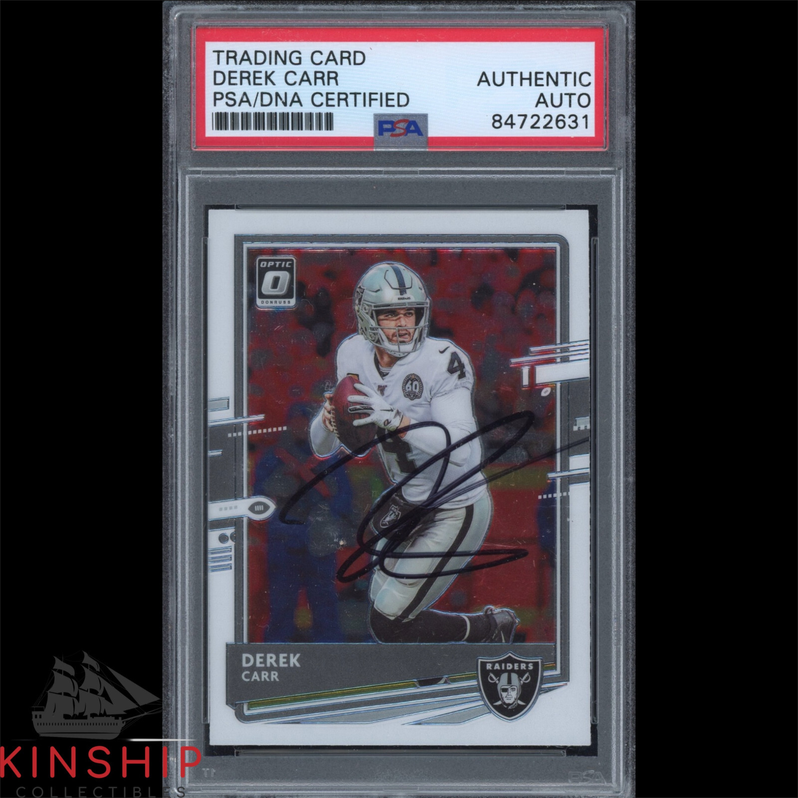 Derek Carr signed 2020 Panini Trading Card PSA DNA Slabbed Raiders Auto C2478