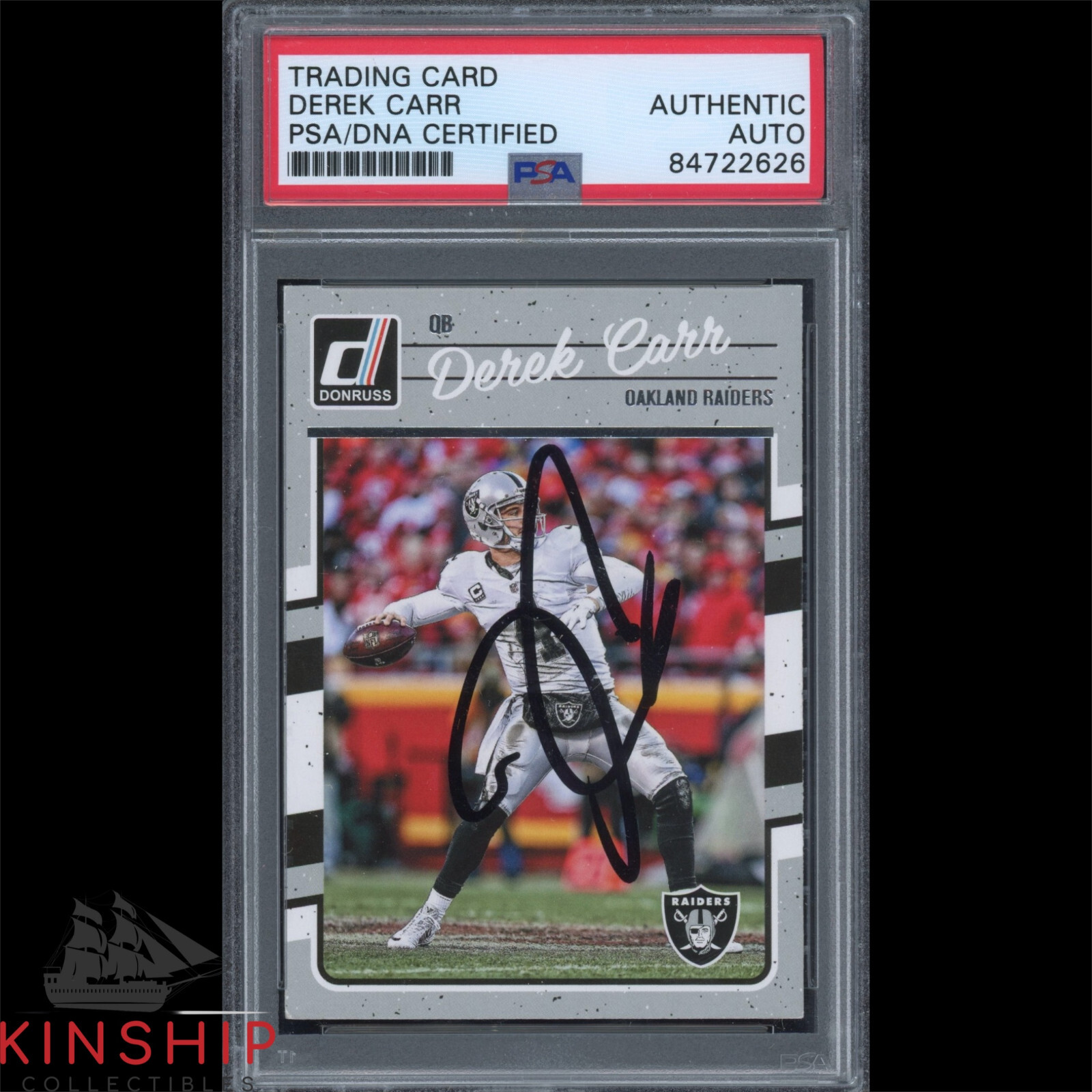 Derek Carr signed 2016 Panini Trading Card PSA DNA Slabbed Raiders Auto C2477