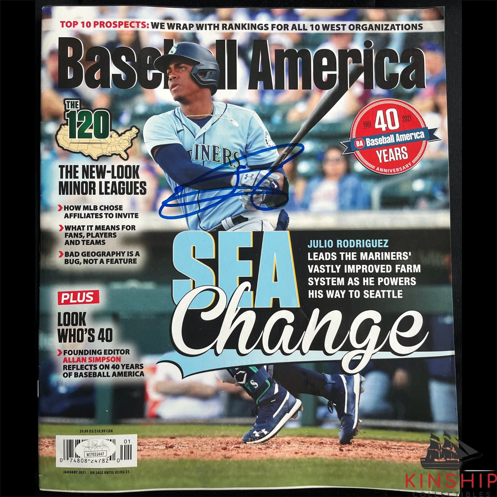 Julio Rodriguez signed Baseball America Magazine JSA COA Mariners Auto E206