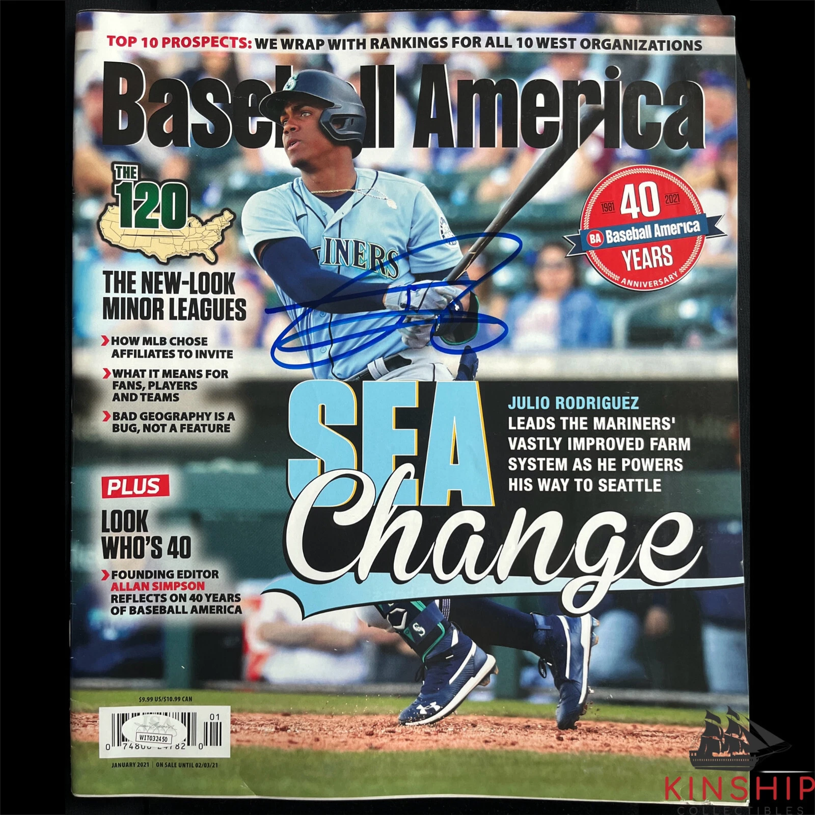 Julio Rodriguez signed Baseball America Magazine JSA COA Mariners Auto E208