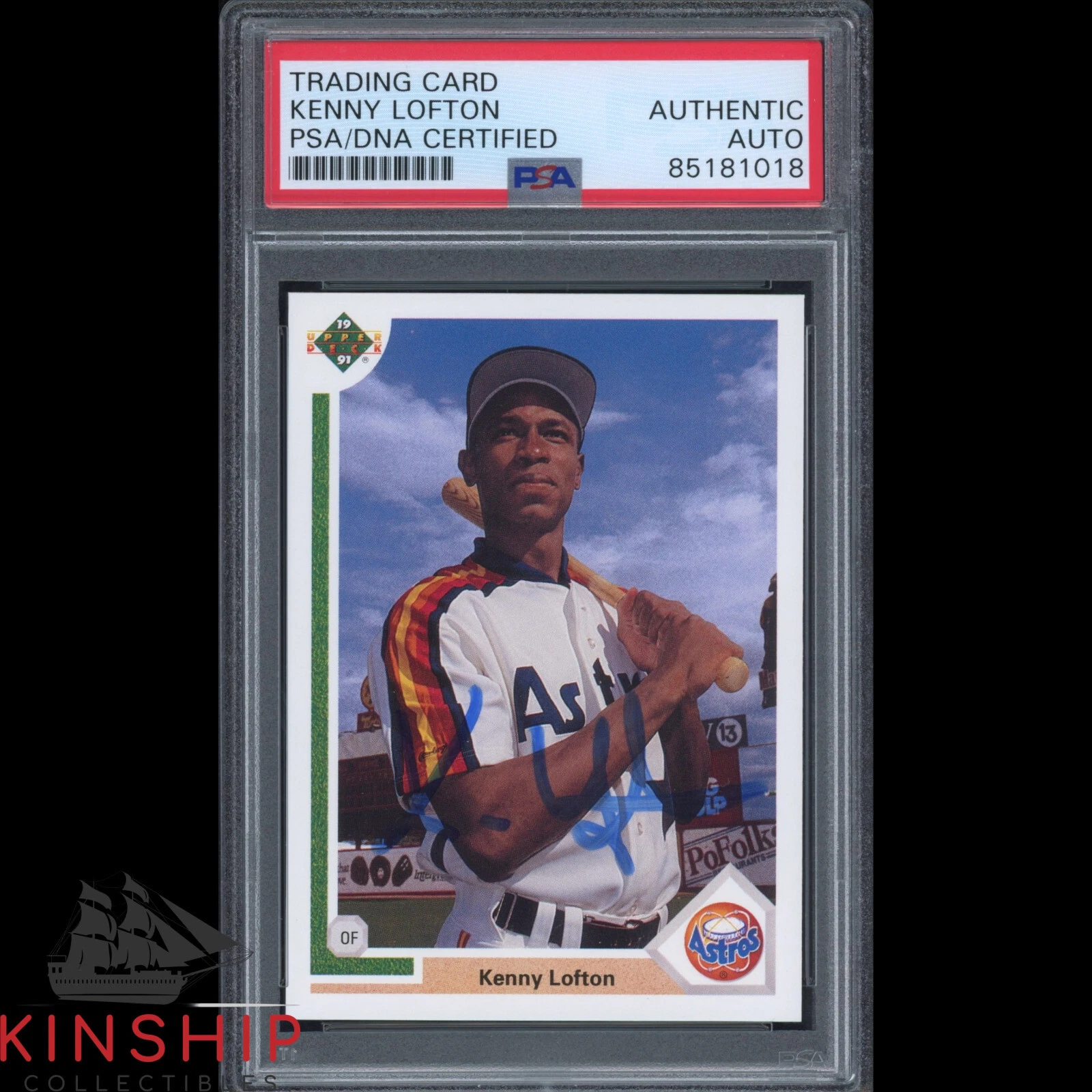 Kenny Lofton signed 1991 Upper Deck Trading Card PSA DNA Slabbed Auto C2520