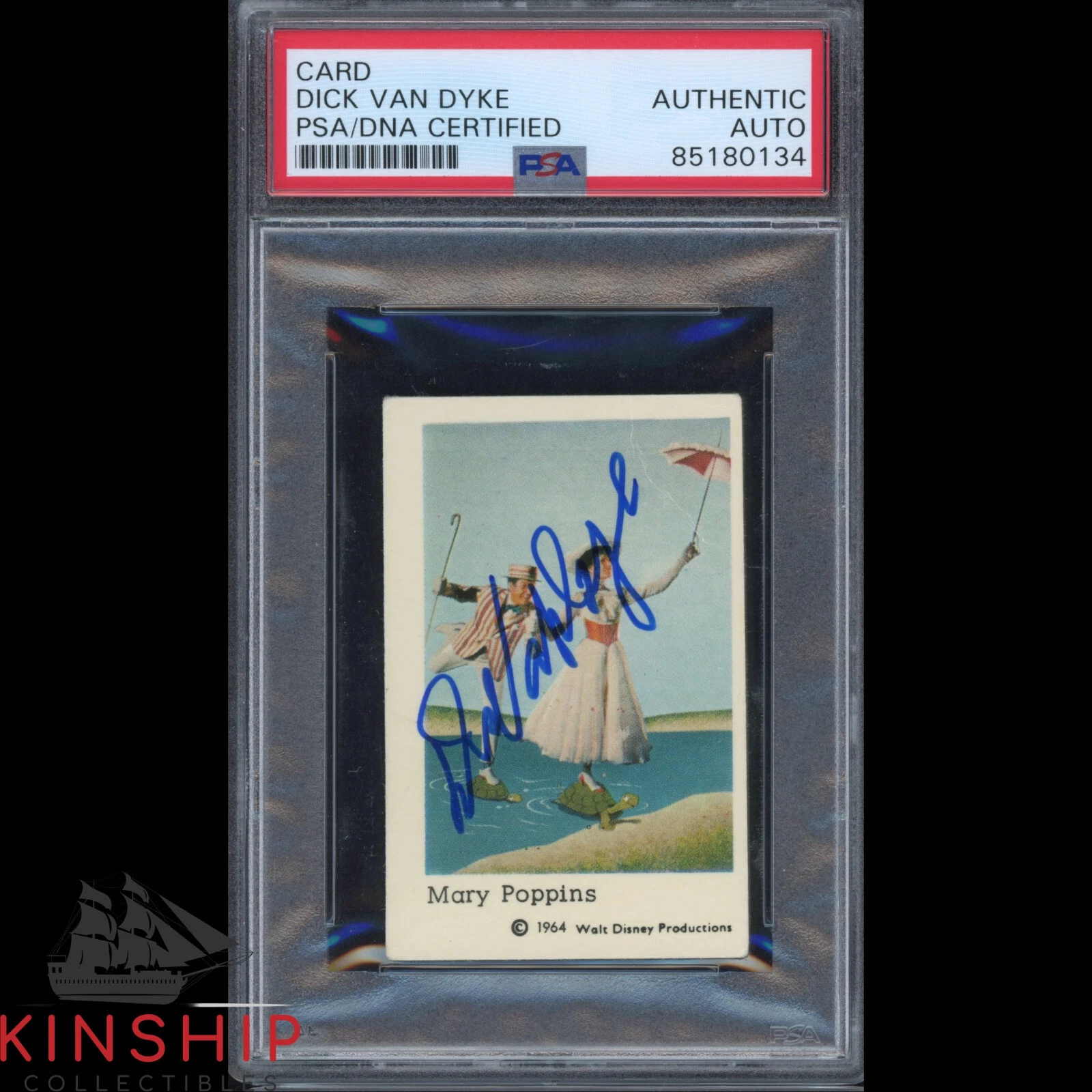 Dick Van Dyke signed 1964 Walt Disney Mary Poppins Card PSA DNA Slab Auto C2511
