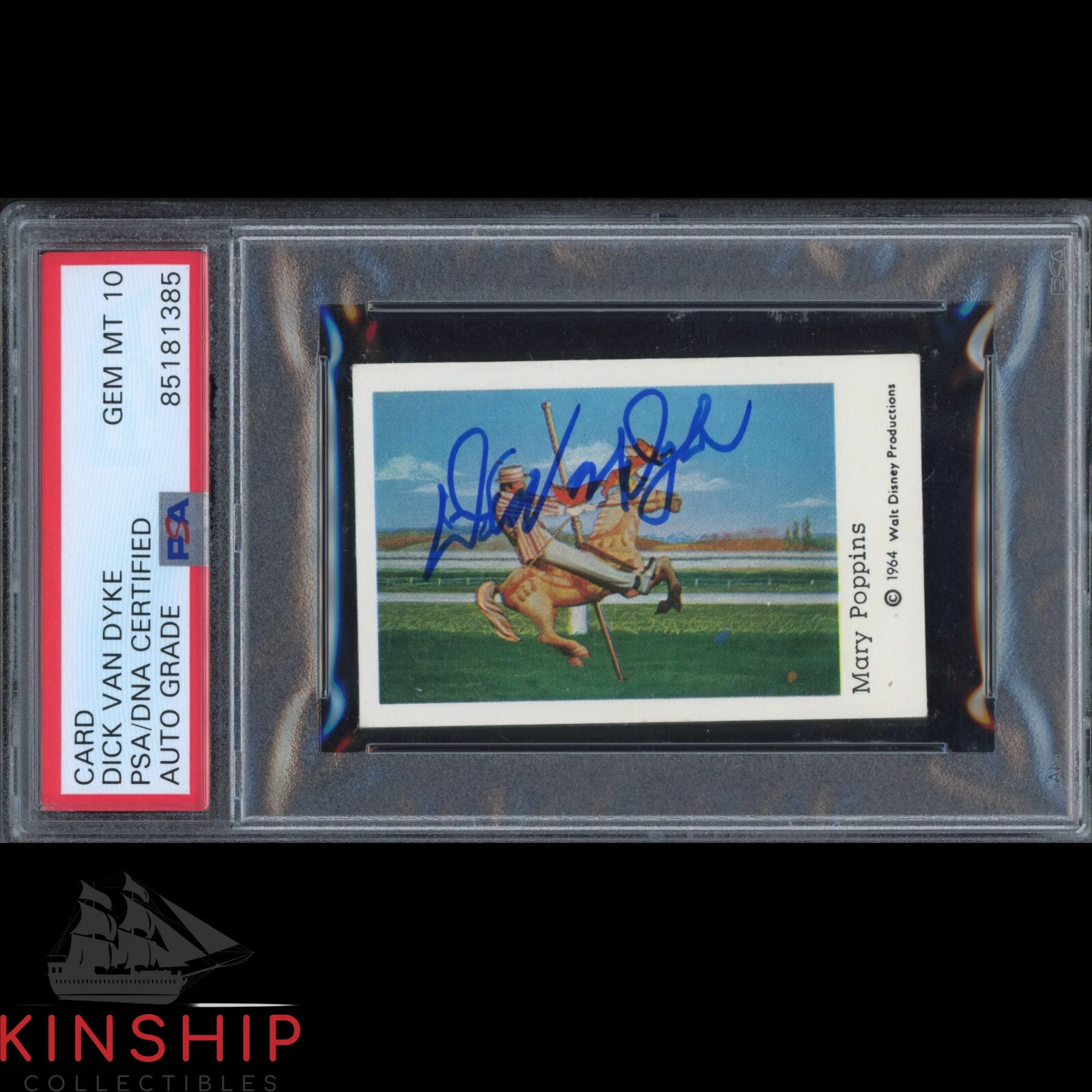 Dick Van Dyke signed 1964 Walt Disney Mary Poppins Card PSA DNA Slab Auto C2516