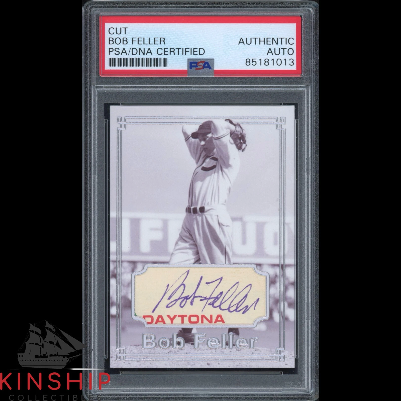 Bob Feller signed Custom Trading Card PSA DNA Slabbed Indians HOF Auto C2534