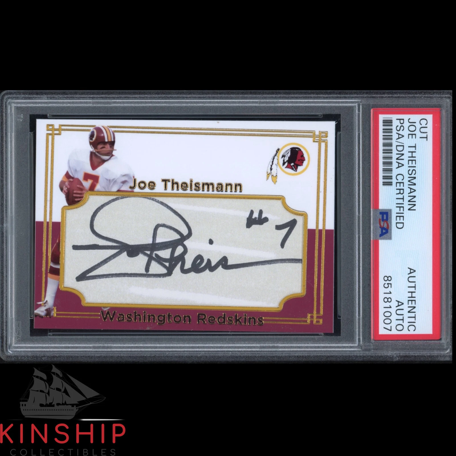 Joe Theismann signed Custom Trading Card PSA DNA Slabbed Redskins Auto C2553