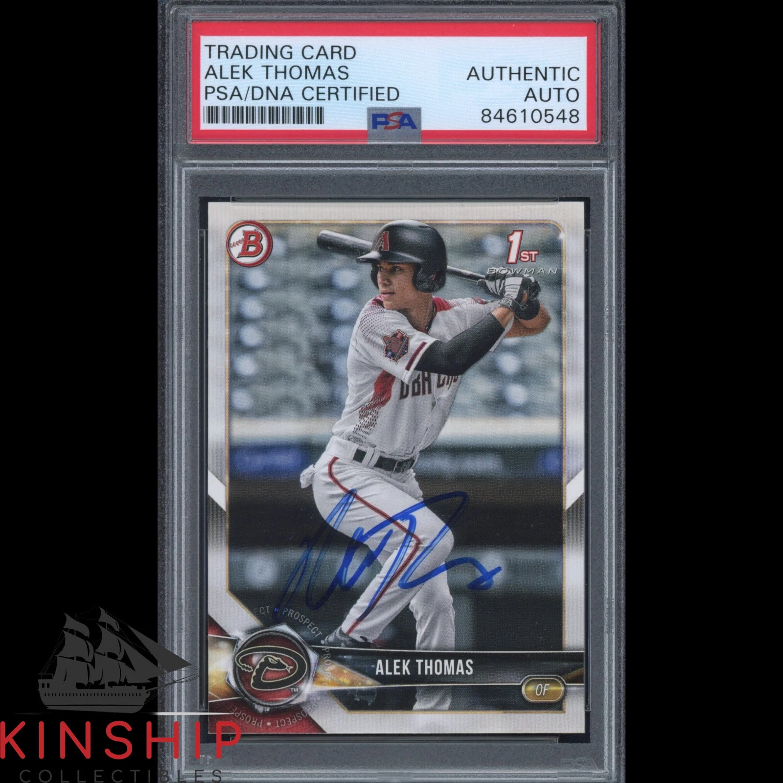 Alek Thomas signed 2018 Bowman Draft Trading Card PSA DNA Slabbed Auto C2675
