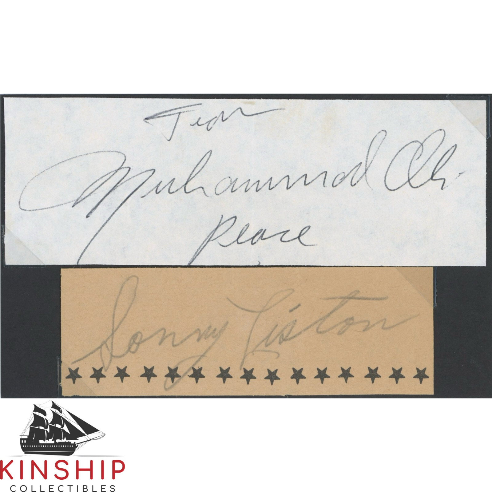 Muhammad Ali & Sonny Liston signed Cuts on 3x5 JSA LOA Rare Boxing Auto Z1579