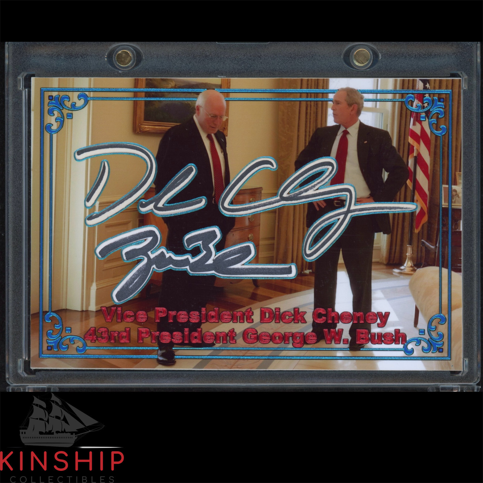 President George W Bush & VP Dick Cheney signed Cut Custom Card JSA COA Z1686