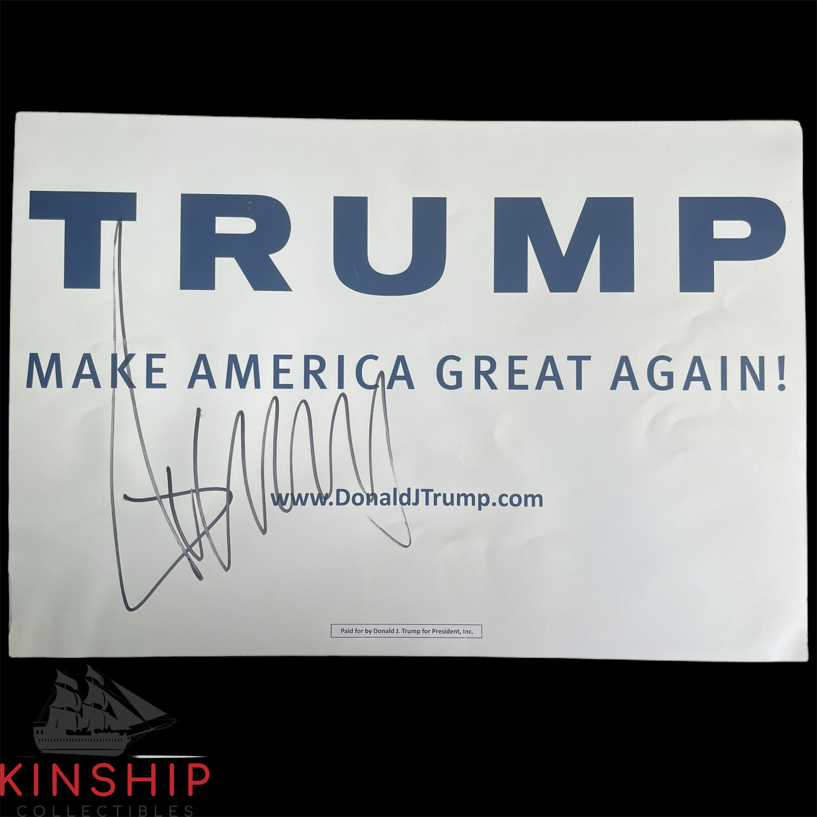 President Donald Trump signed MAGA Campaign Poster JSA LOA Large Bold Auto Z1693