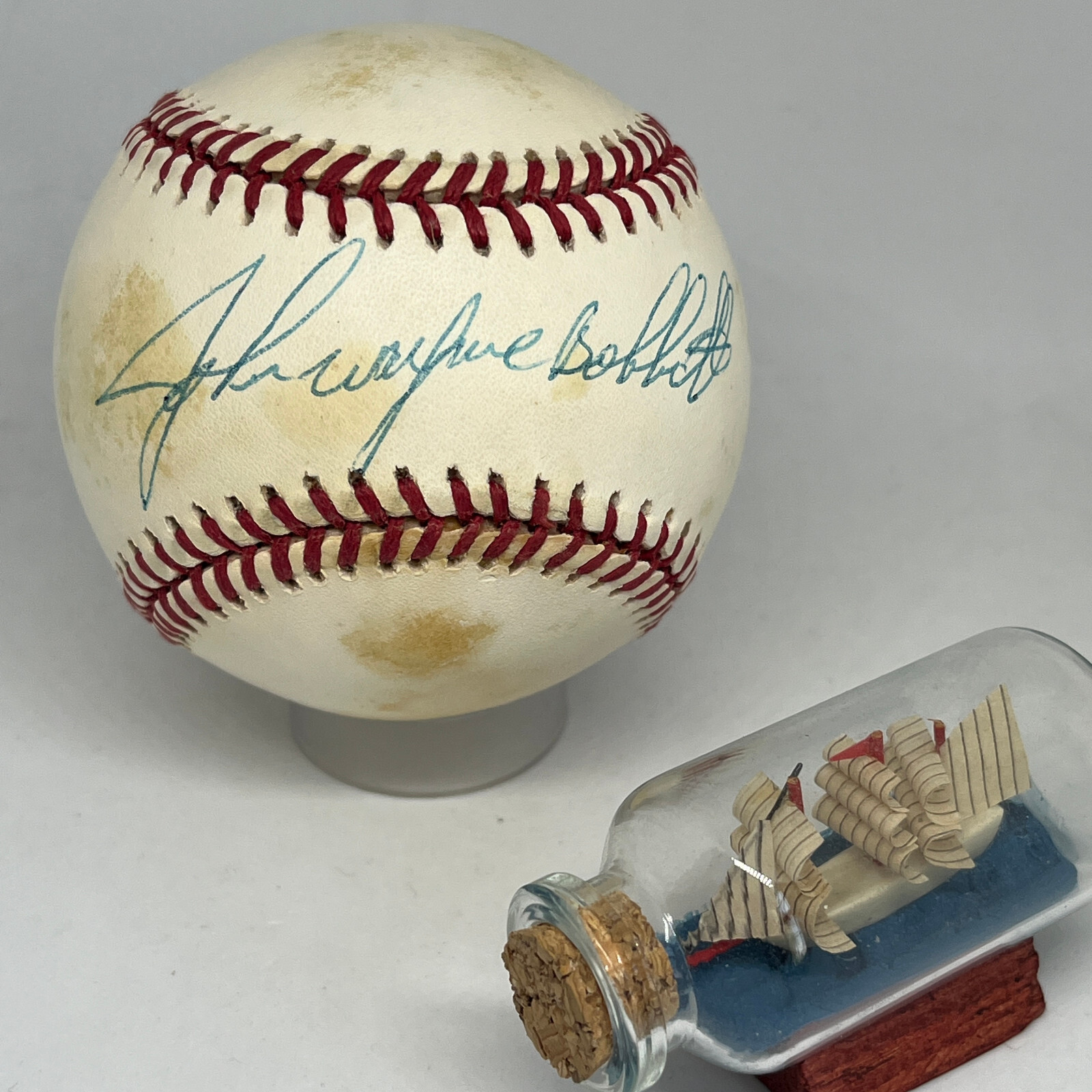 John Wayne Bobbitt signed Rawlings OAL Baseball JSA COA Famous Auto Lorena A3124