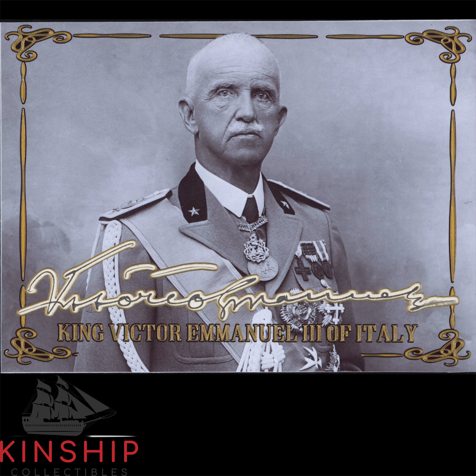 King Victor Emmanuel III signed Cut Custom Card JSA COA Italy Rare Auto Z1710