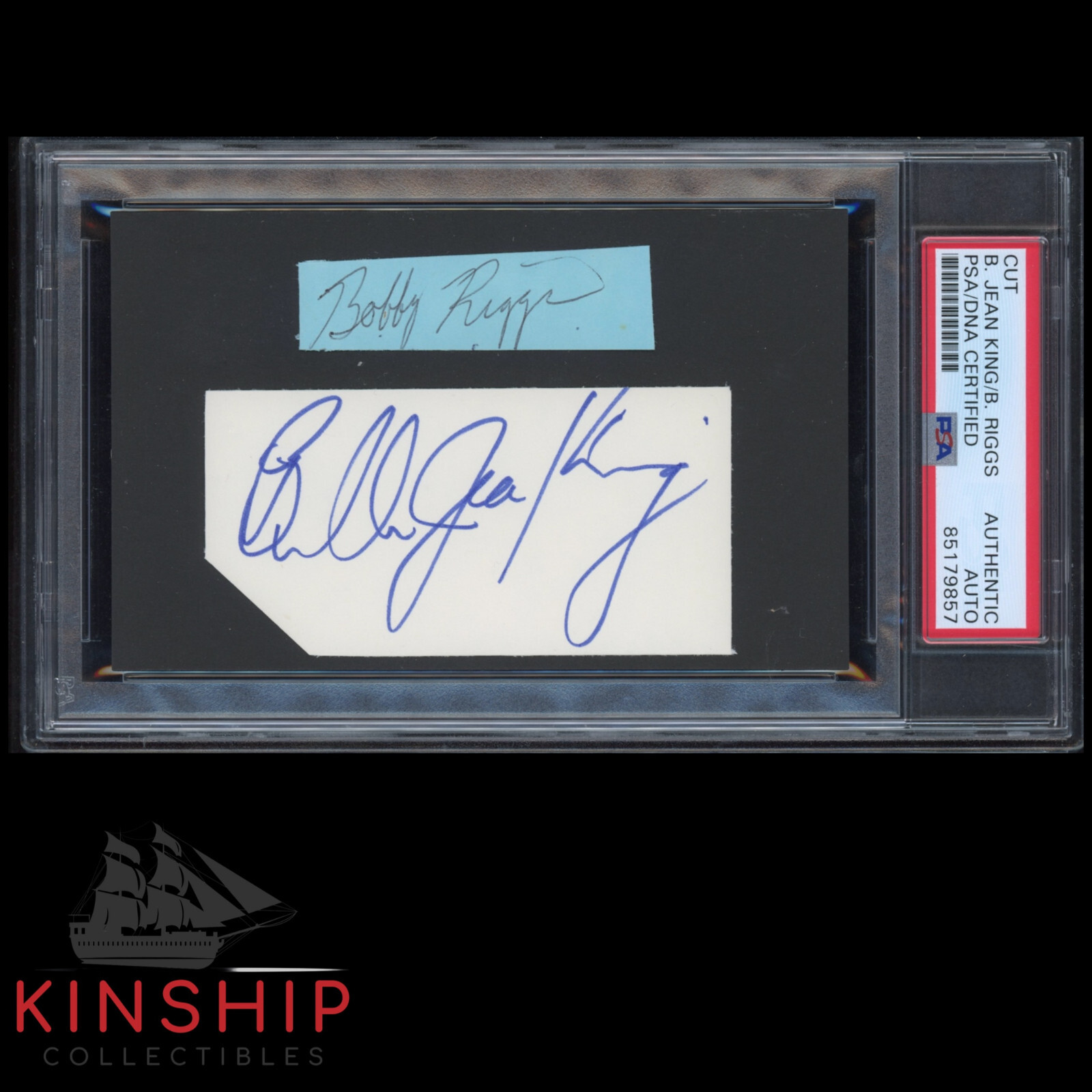 Billie Jean King & Bobby Riggs signed Cut PSA DNA Slabbed Tennis Auto C2786