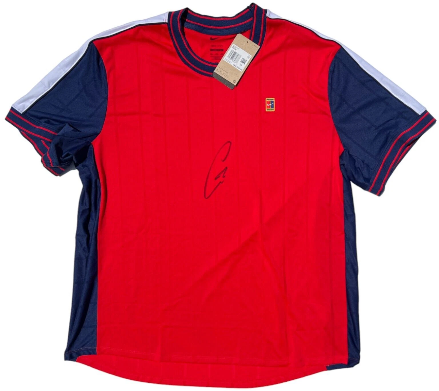 CARLOS ALCARAZ SIGNED NIKE TENNIS SHIRT CREW COURT FRENCH US OPEN WIMBLEDON JSA