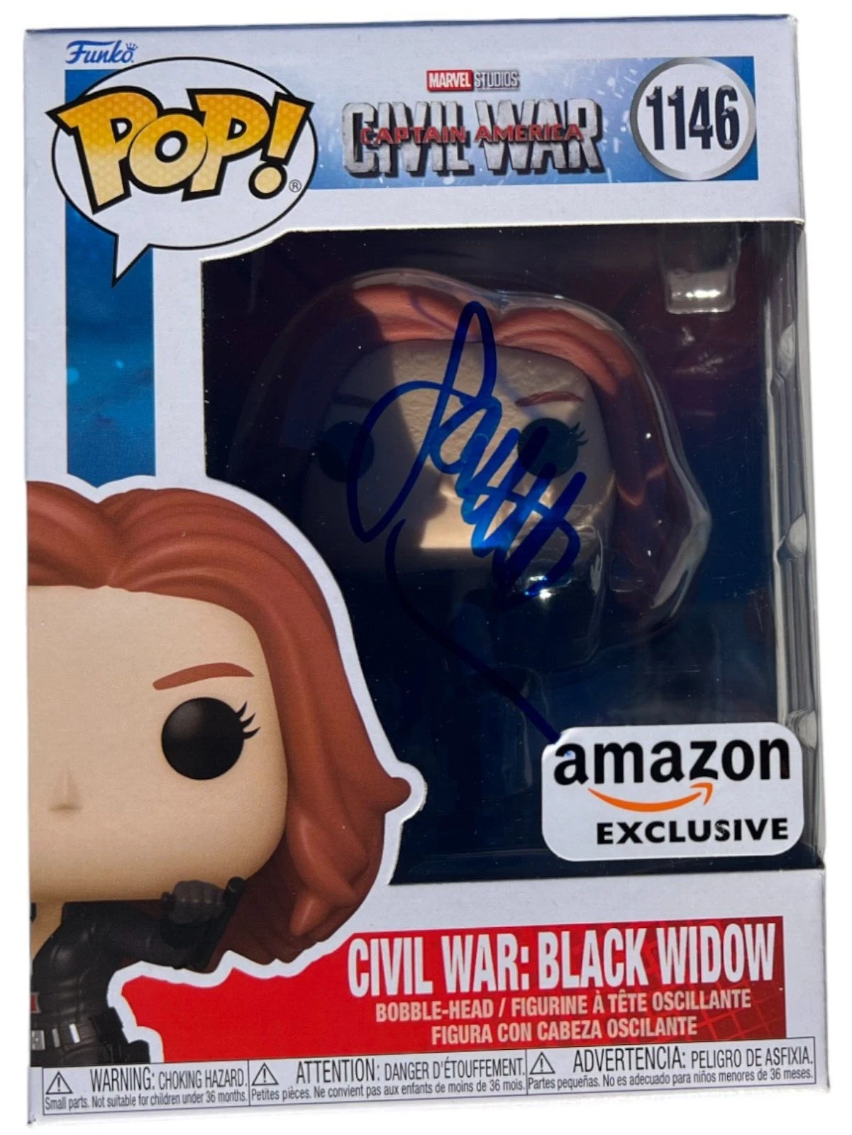 SCARLETT JOHANSSON SIGNED FUNKO POP VINYL CIVIL WAR BLACK WIDOW 1146 AUTO JSA