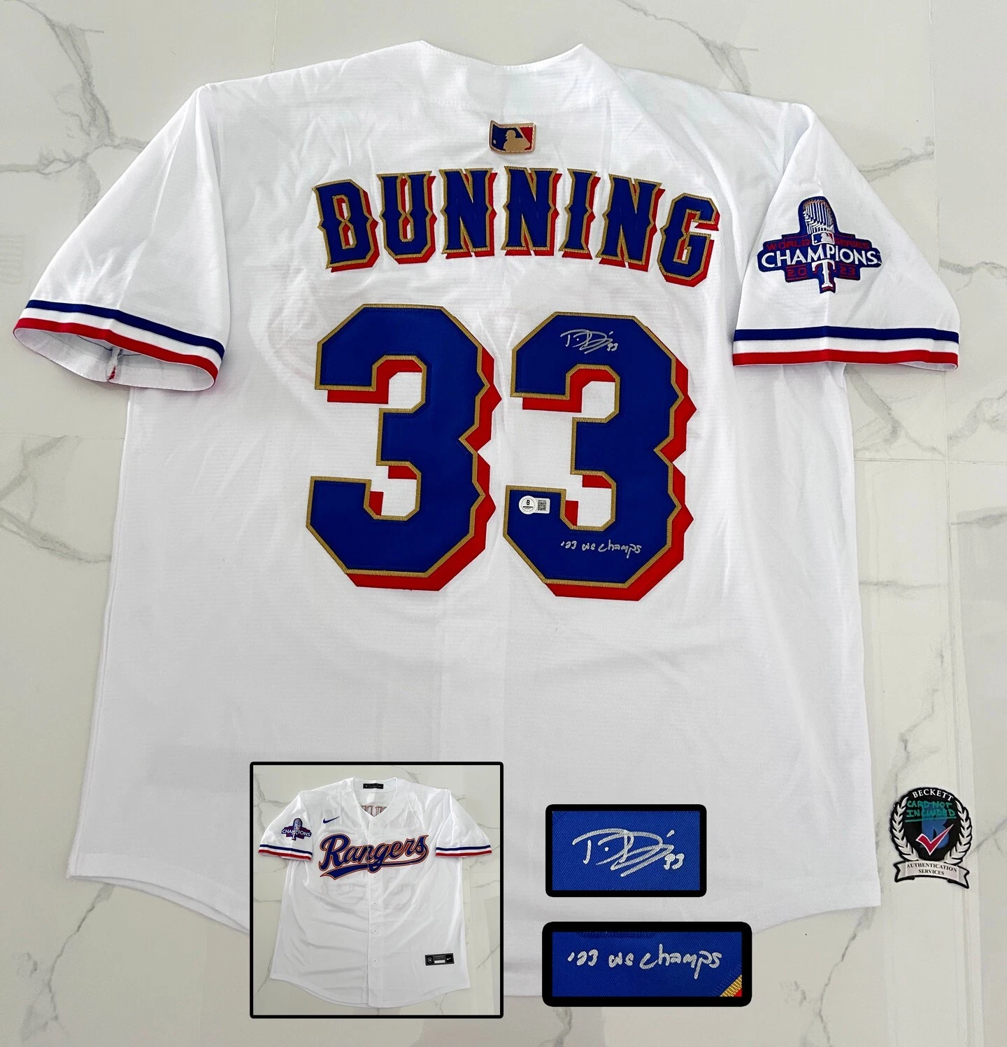 Dane Dunning Signed Jersey Texas Rangers Beckett BAS COA