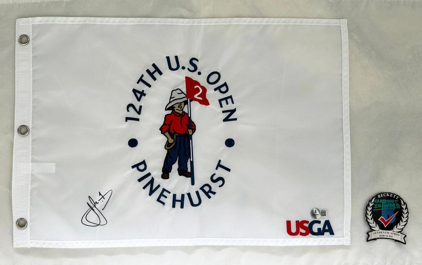 Cam Smith Signed 2024 US Open Flag 1 Beckett BAS COA