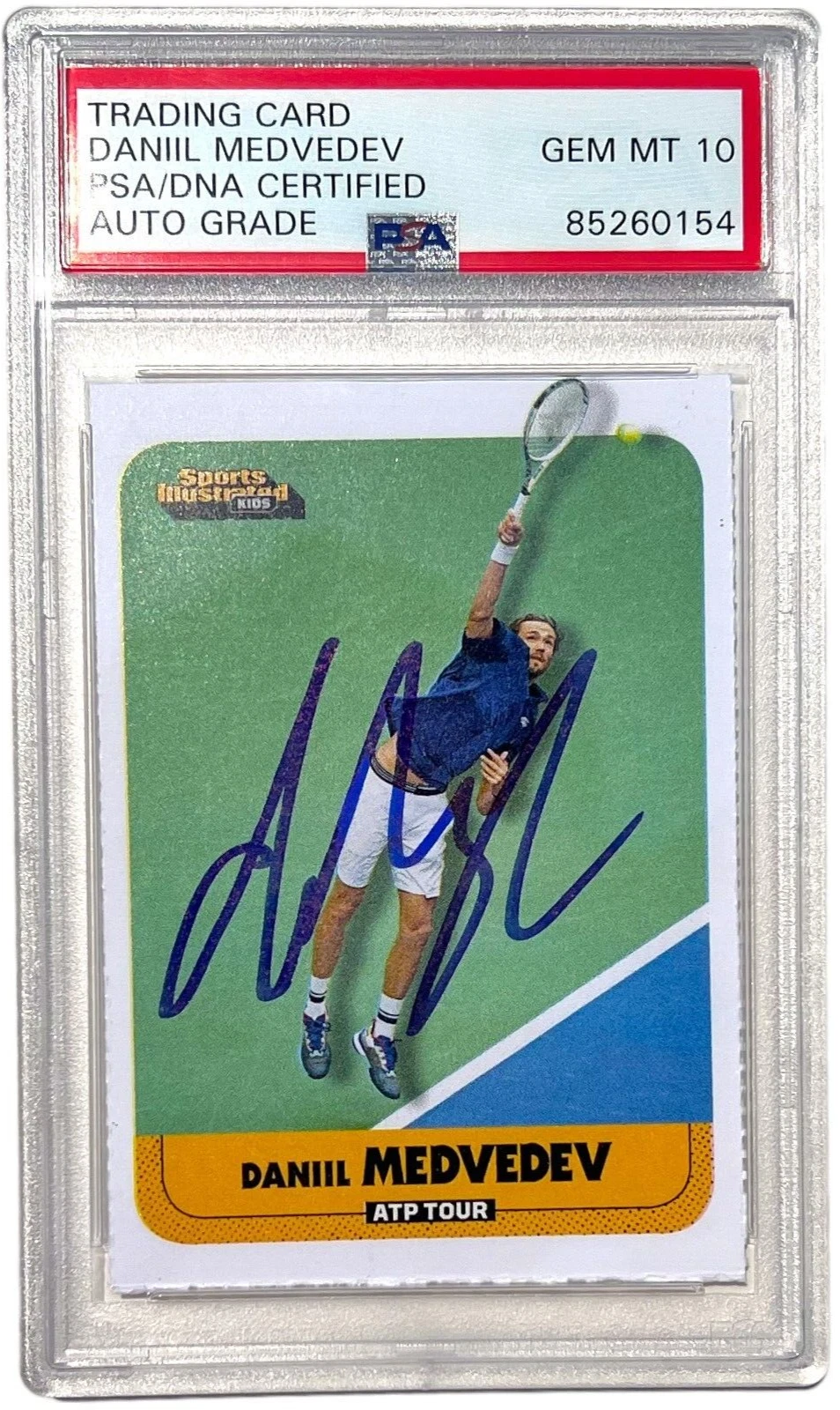 DANIIL MEDVEDEV SIGNED 2021 SPORTS ILLUSTRATED FOR KIDS CARD SI #990 PSA AUTO 10