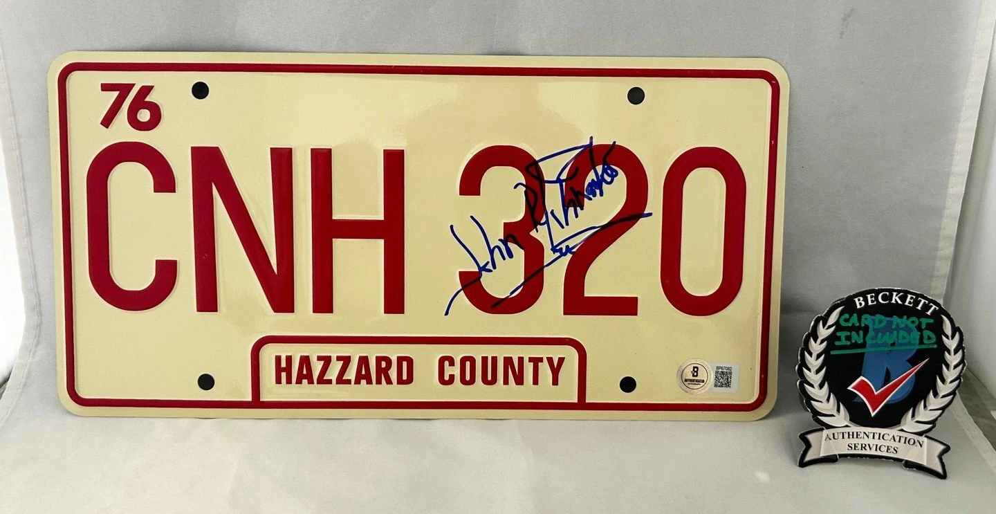 John Schneider Signed License Plate Dukes of Hazzard Beckett BAS COA