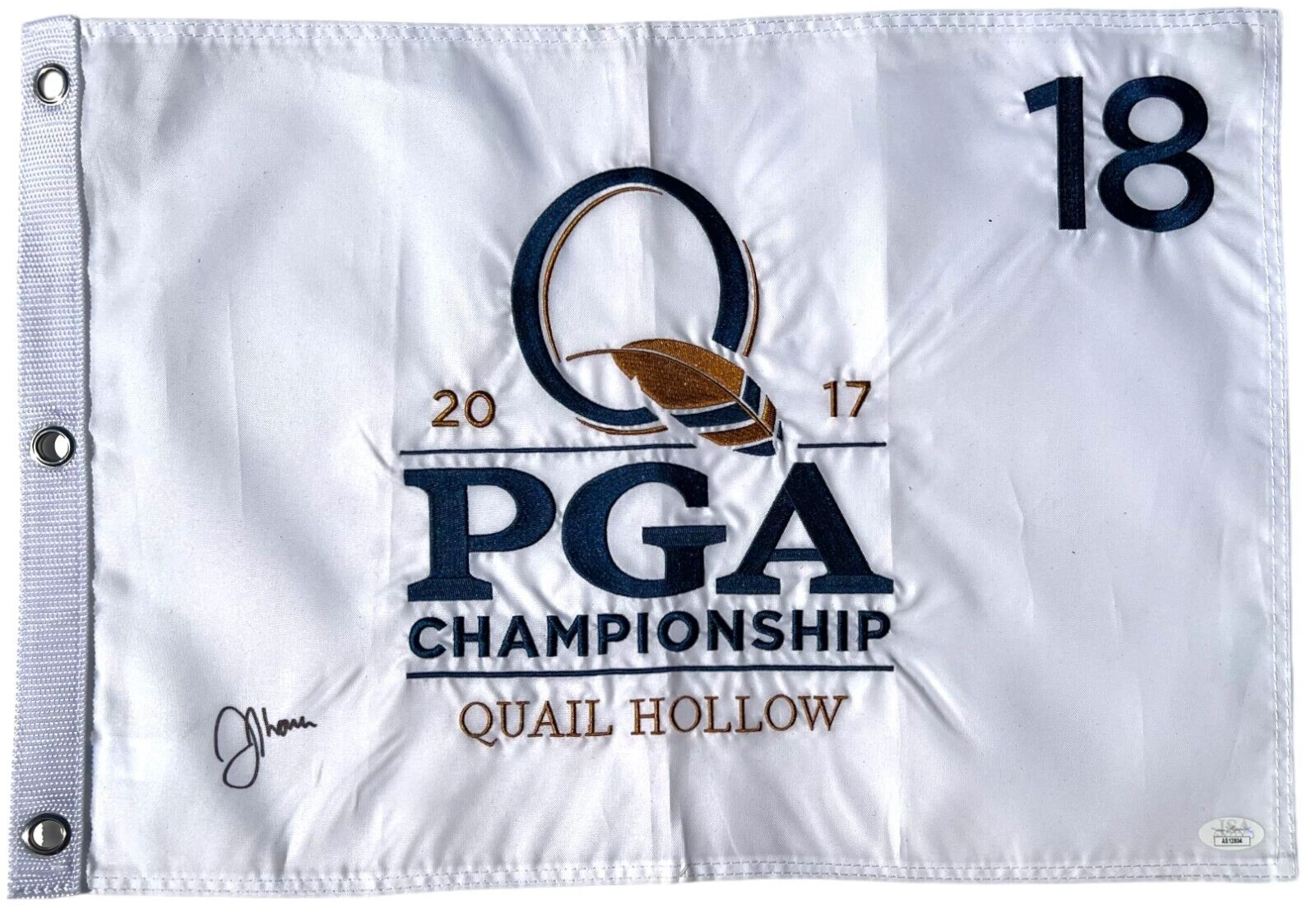 JUSTIN THOMAS SIGNED AUTOGRAPHED 2017 PGA CHAMPIONSHIP FLAG QUAIL HOLLOW JSA COA
