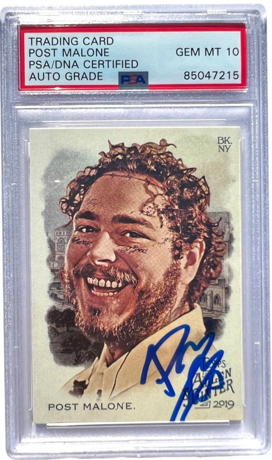 POST MALONE SIGNED 2019 TOPPS ALLEN & GINTER CARD #176 PSA/DNA AUTO 10 !