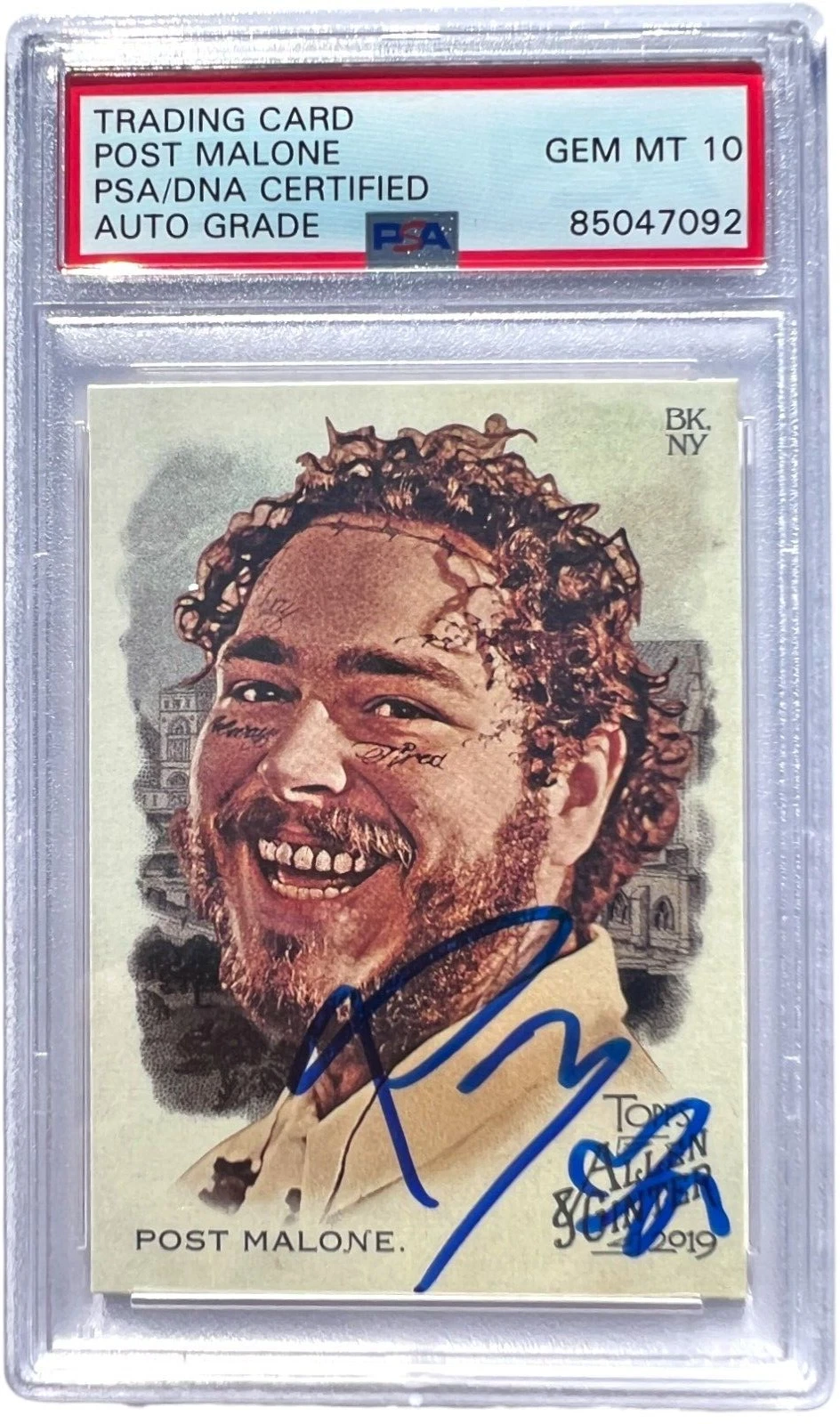 POST MALONE SIGNED 2019 TOPPS ALLEN & GINTER CARD #176 AUTO 10 PSA/DNA