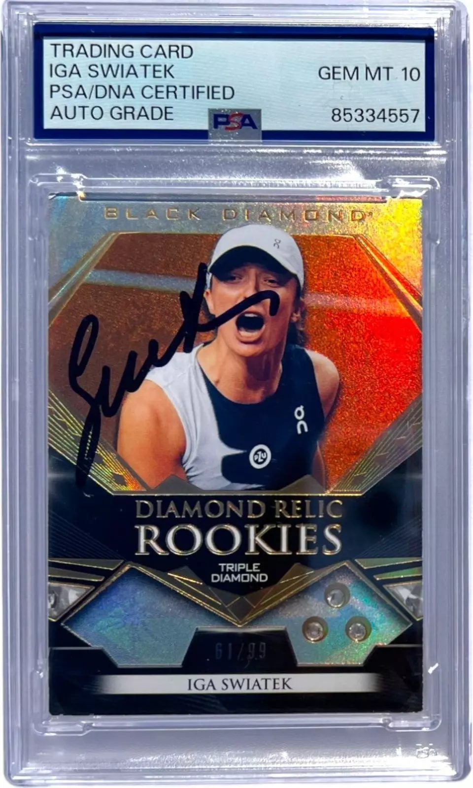 IGA SWIATEK SIGNED 2023 UPPER DECK GOODWIN CHAMPIONS DIAMOND RC PSA/DNA AUTO 10