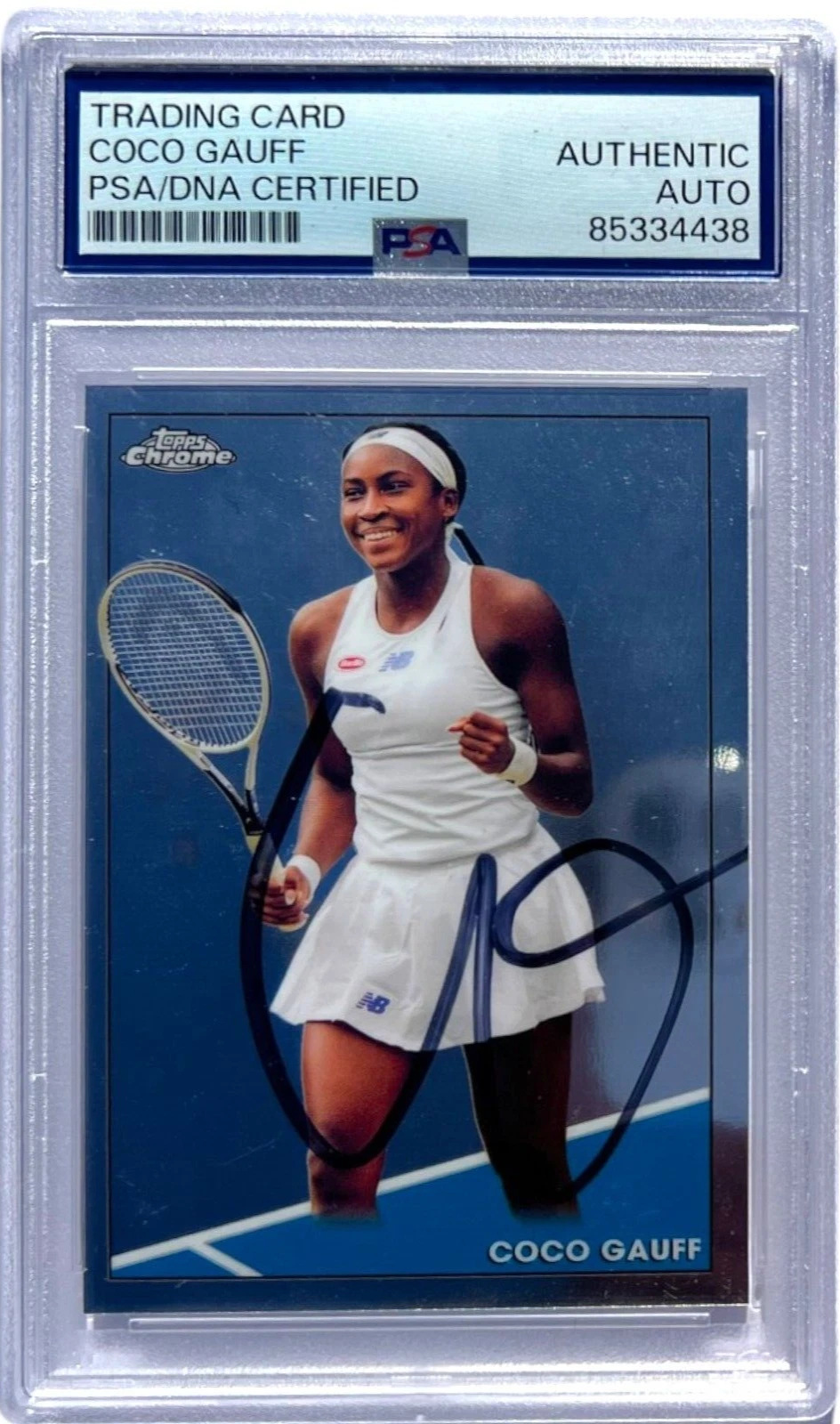 COCO GAUFF SIGNED 2021 TOPPS CHROME ROOKIE TENNIS CARD AUTO RC PSA/DNA