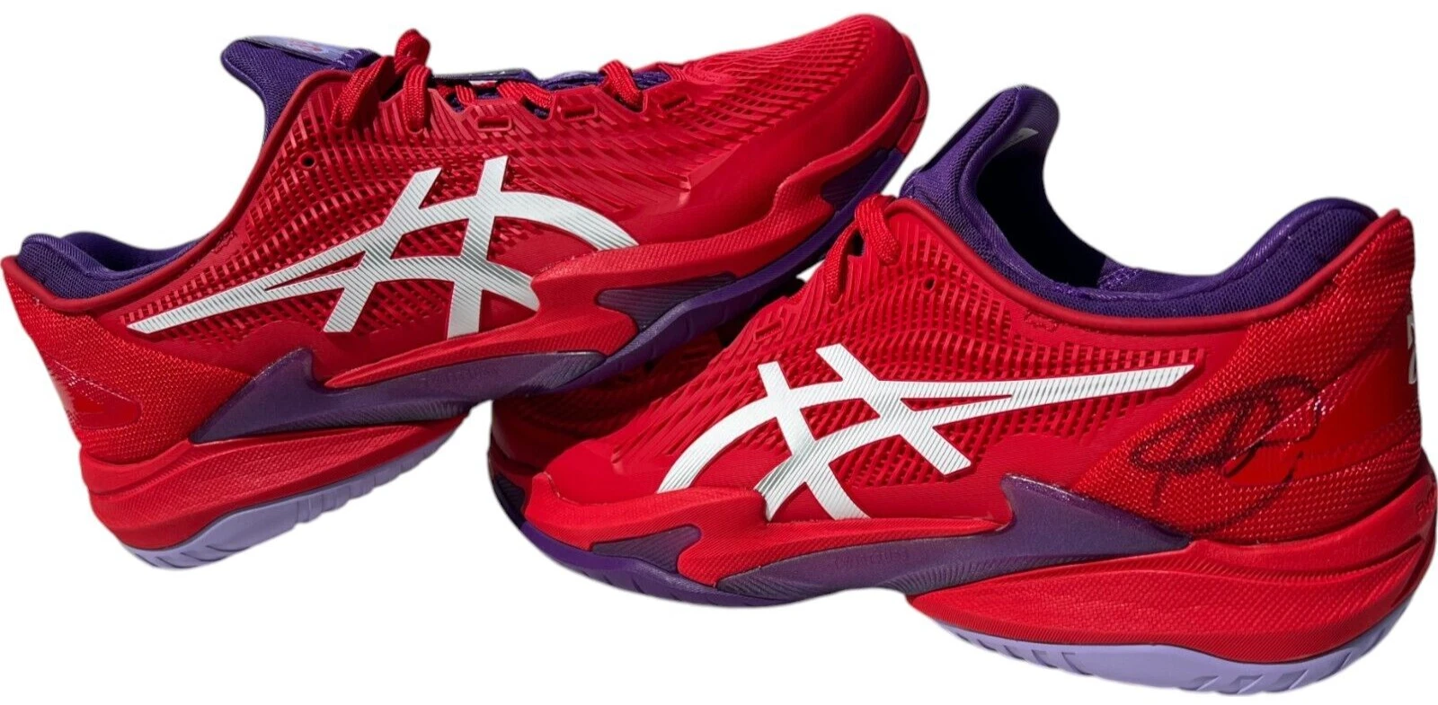 NOVAK DJOKOVIC SIGNED ASICS COURT FF 3 RED TENNIS SHOES WIMBLEDON FRENCH AO JSA