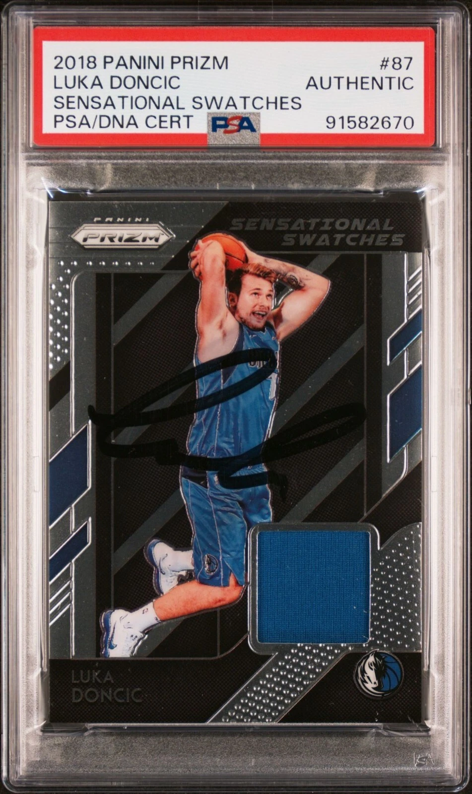 2018 Panini Prizm Luka Doncic Rookie Sensational Swatches Signed RPA Auto Psa