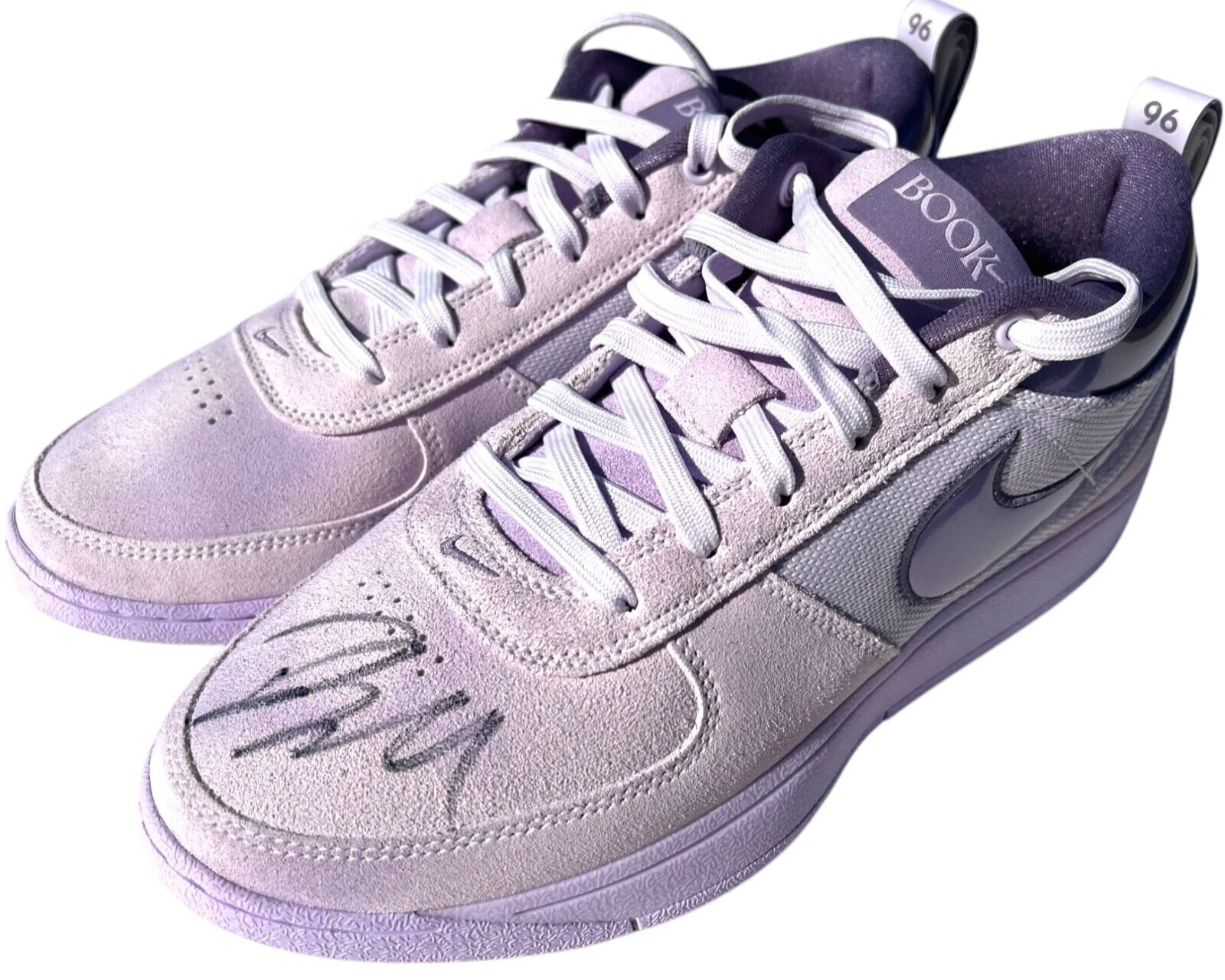 DEVIN BOOKER SIGNED NIKE BOOK 1 SHOE LILAC BLOOM BARELY MENS SHOE SUNS JSA