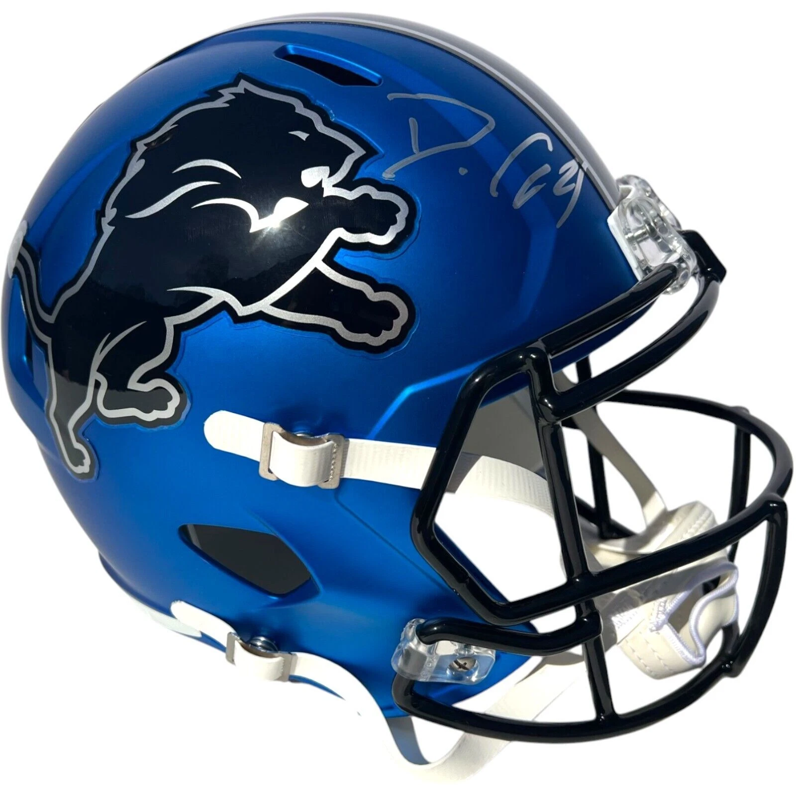 DAN CAMPBELL SIGNED DETROIT LIONS FOOTBALL FULL SIZE ALTERNATE HELMET AUTO JSA